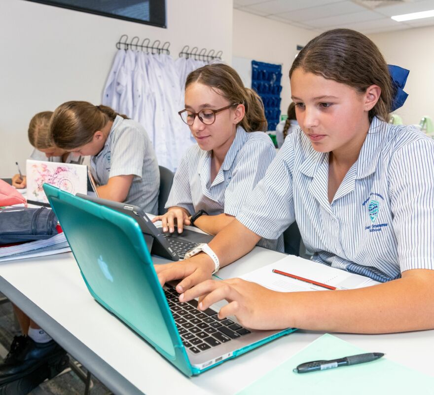 Students using technology